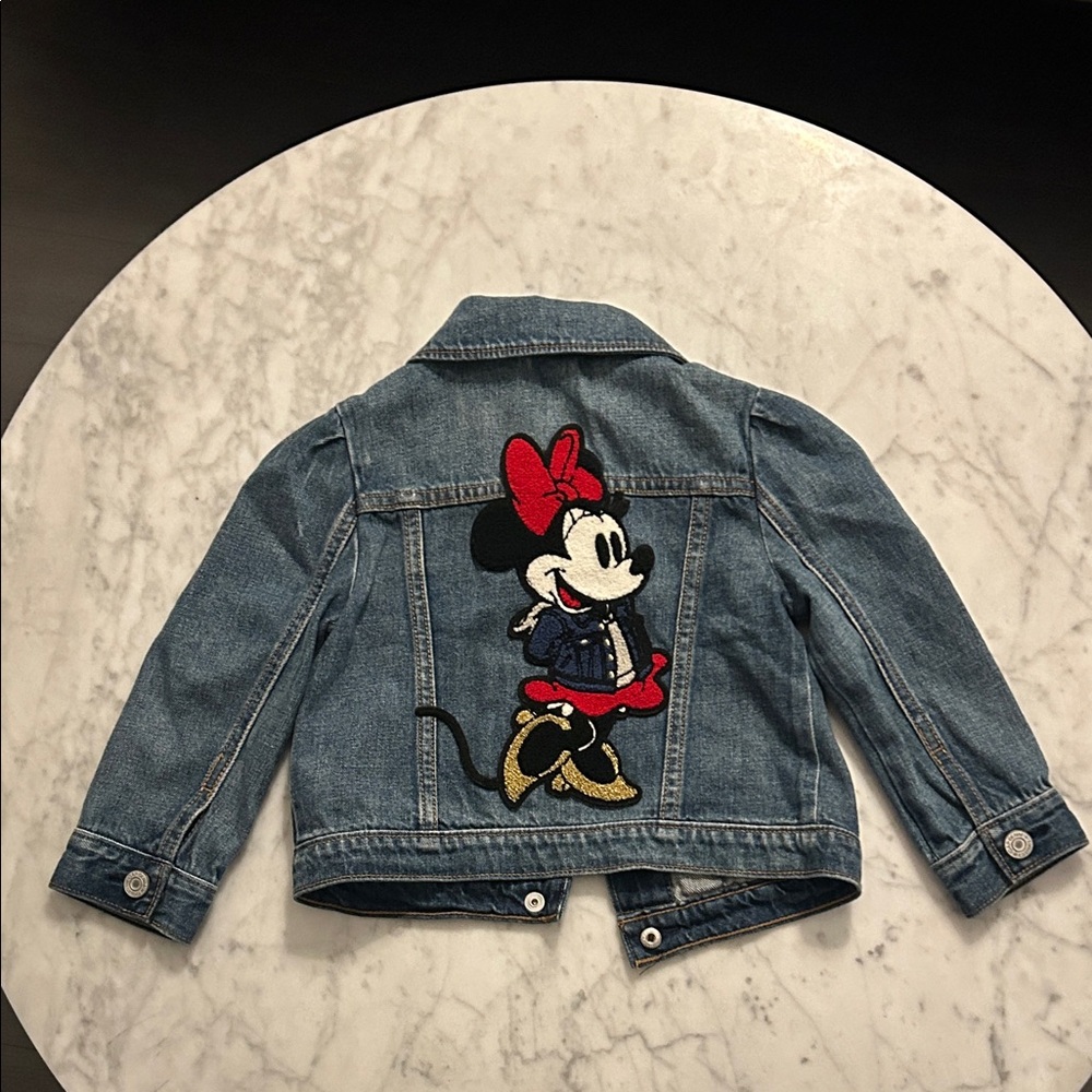 GAP Kids Blue Denim Jacket with Minnie Mouse patch Disney
